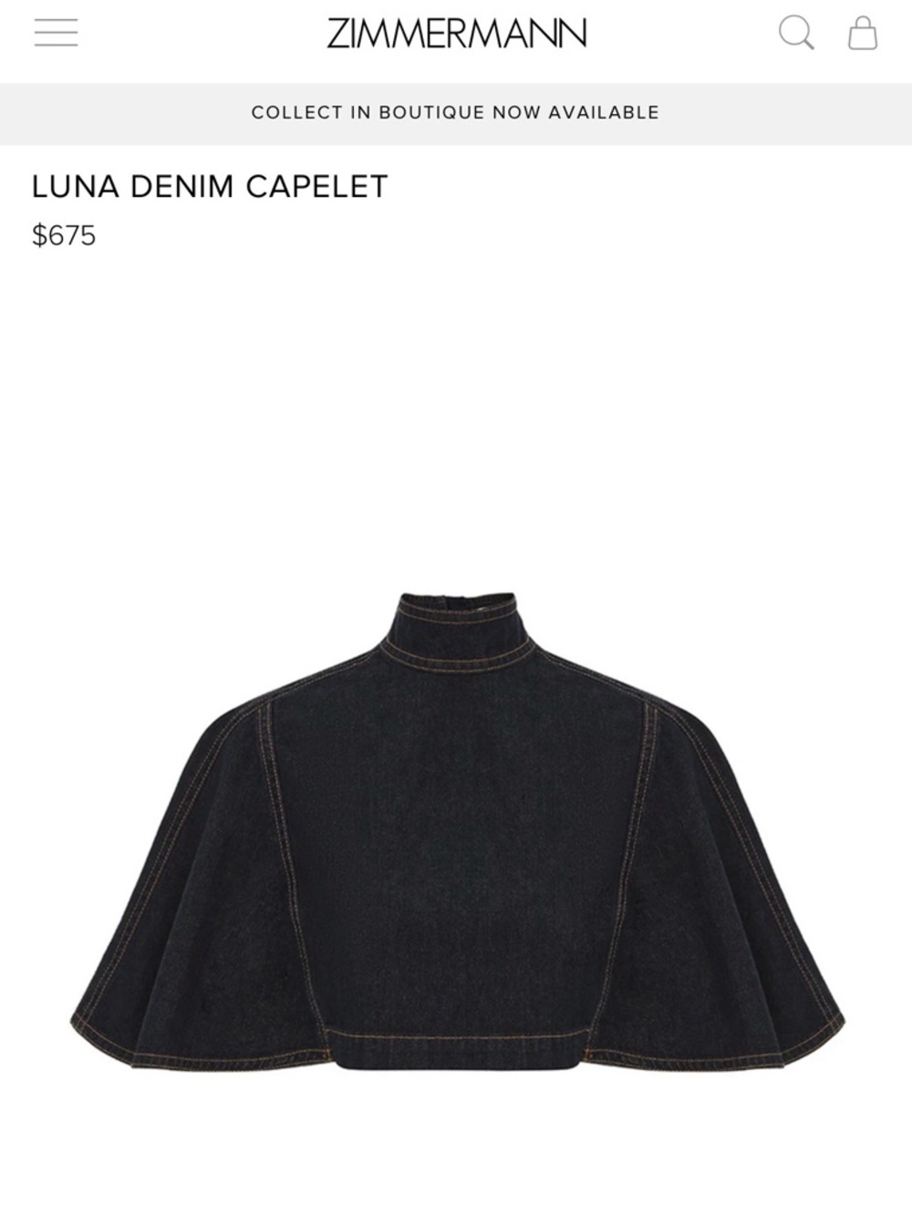 Zimmermann LUNA DENIM CAPELET - Picture 2 of 8